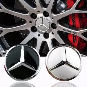 자동차휠캡 4개 60mm 블랙 실버 메르세데스 벤츠 호환 휠 캡 배지 로고 커버 W176 W177 W204 W205 W213 W21