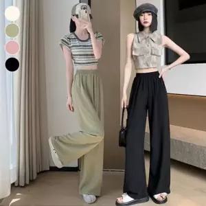 고품질 코디 빅사이즈 일자 여성바지 스판 허리밴딩 배기 면 (WFJ46R6)