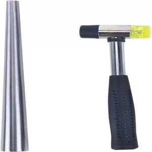 주얼리 제작 도구 2개 세트 양면 고무 망치 및 반지 확대를 위한 스테인리스 스틸 맨드릴 사이즈