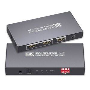 [미국배송] 디아오젠리 8K HDMI 스플리터 1 IN 2 출력 4K 120HZ 2.1 1X2 60HZ 다운스케일러 EDID 모드 SPDIF 3.5MM 오디오 출력 XBOX SERIES X PS4 PRO PS5 블루레이 플레이어와 호환 가능