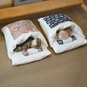 고양이 이불 강아지 세트 담요 베개 쿠션 방석