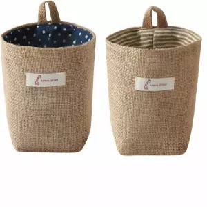 친쇼와 워셔블 코튼 린넨 걸이식 도어 월 침대 옆 정리 가방 수납 포켓 공간 절약 재사용 옷장 정리함