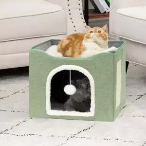 고양이 2단방석 스크래쳐 숨숨집 빅사이즈(그린) 고양이하우스 캣하우스 반려묘하우스 숨숨집