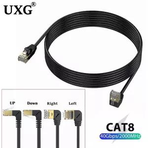 울트라 Cat8 이더넷 케이블 SFTP 40Gbps 2000MHz Cat 8 RJ45 네트워크 랜 90 도 직각 인터넷 RJ 45 노트북