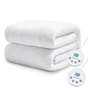 써밀럭스 전기 매트리스 패드 퀸 사이즈 퀼팅 웨이브 10 열 설정 및 이중 제어, 12시간 자동 꺼짐, 딥 포켓 최대 18인치, 코랄 플리스 침대 워머, ETL 인증 세탁기 세탁 가능, 60인치 x80인치