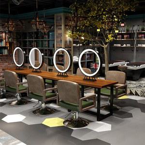 미용실 파마 염색 구역 테이블 헤어 전용 이발 원목 롱테이블 인플루언서 거울 스탠드 램프 양면