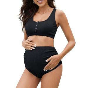 잔도 하이 웨이스트 임부 수영복 투피스 임신 비키니 여성