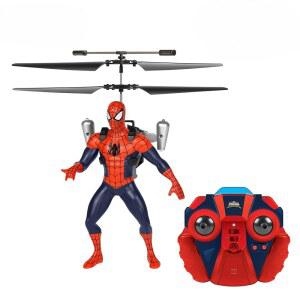 [포르르] 월드 테크 토이 마블 스파이더맨 ir rc 플라잉 피규어 u2013 제트팩 헬리콥터, led 조명 및 액션 문구, 트윈 로터 - 8세용 장난감+