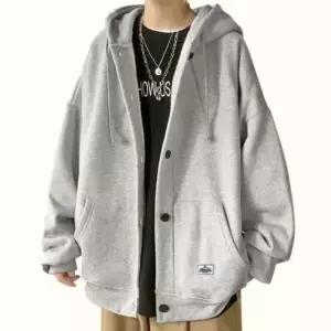 오버핏 집업 아우터 후드 자켓 기모 후리스 무지 남성 (WFK9Z70)