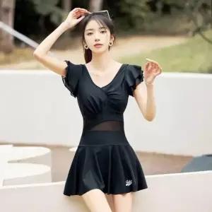 슬림라인 블랙 여성 원피스 치마 수영복 (WFKAD6Y)