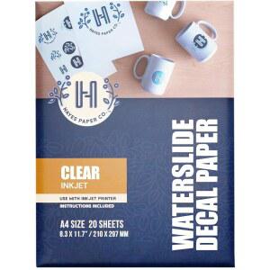 잉크젯 프린터용 헤이즈 워터슬라이드 데칼 페이퍼 u2013 20장 투명 A4 시트 (8.25 x 11.7
