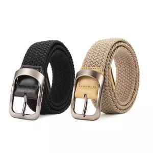 편안한 꽈배기 벨트 작업복 허리띠 2개 세트 블랙 베이지