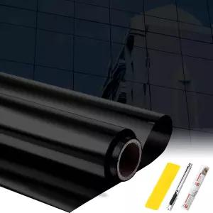 푸시글로스 29.5인치 x 26피트 단방향 윈도우 필름 프라이버시 주간 반사 거울 블랙 틴트 태양 차단 열