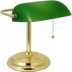 라이트아센트 전통 은행가 u2019년대 녹색 유리 그늘과 황동 베이스가 있는 책상 램프 u2013년형 클래식 풀