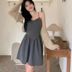 나시 스트라이프 플레어 미니 스커트 원피스