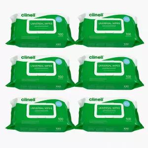 클리넬 clinell 병원용 살균 소독티슈 용품소독 100매 x 6개