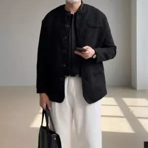 [프로셀러] 비비오 미니멀 노카라 크롭 트위드 자켓 봄 가을 데일리룩