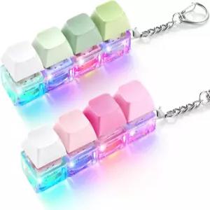 2팩 키보드 피젯 장난감 불 켜기 - 클릭 및 무음 클리커 열쇠고리 조용한 집중력을 높이고 직장 여행 중