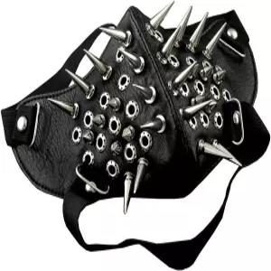 펑크맨2000 쿨 남성 롱 스파이크 스터드 스팀펑크 가죽 마스크 바이커 록