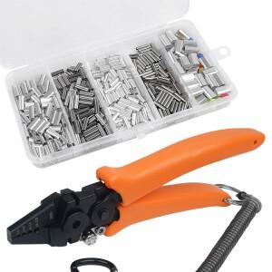 스테인레스 스틸 낚시 플라이어 와이어 로프 크림퍼 도구  크림핑 슬리브 루프  바닷물 크림프 태클 키트