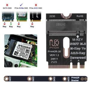 M.2 A+E - NVME SSD 어댑터 PCI-E 4.0 NGFF A+E-Key Male M-key Female 연장 케이블 (2230 2280