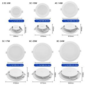 110 팩 3 CCT LED 통 색상 변경 3000K 6500K AC 110V 220V 천장 조명 6W 10W 14W 17W 20W 24W 가정용 로비