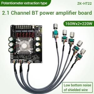 HT22 Bluetooth 전력 증폭기 모듈 2.1 채널 160WX2+220W TDA7498E 서브우퍼 보드