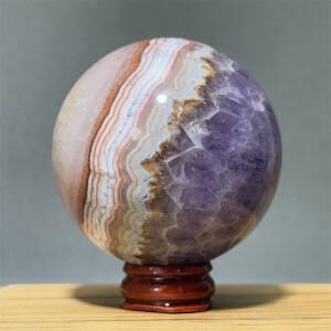 드림 자수정 마노 상호 작용 천연 미네랄 크리스탈 볼 홈 에너지 장식 마사지 치료 영적 명상 +베이스