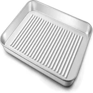 P 셰프 9 x 7 1 인치 미니 토스터 오븐 팬 요리 및 로스팅을 위한 스테인리스 스틸 소형 베이킹 트레이