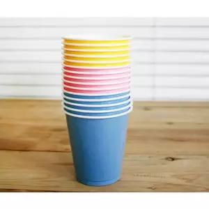 롯데칼라컵210ml(15P) 물컵 일회용컵 종이컵 다회용컵 베이킹컵