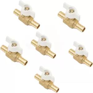 황동 1/2인치 펙스 볼 밸브 1/4 턴 T-핸들 차단 LF DZR 미니 바브 - 튜브 온수 또는 냉수용 6팩