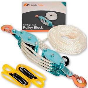 [미국배송] 폴리 로프 호이스트 풀리 블록 6000-8000 LB 2톤 65피트 3/8 U201C 7:1 리프팅 파워 리프트 가구 오토바이 자전거용