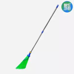 [월드크린] 개량비 소 원터치 2단 스텐 도로 빗자루 블루 싸리비 도로비 실외 마당