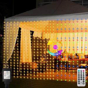 에코사리 600 LED 커튼 조명 플러그인, 20피트 x 10피트 연결 가능 듀얼 컬러 변경 요정 야외 방수 침실 배경 결혼식(웜 화이트 및 멀티컬러)