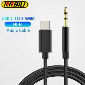 NNBILI Usb C타입 ~ 3.5mm Aux 오디오 케이블 헤드셋 스피커 헤드폰 잭 어댑터 자동차 for samsung 호환 Pl