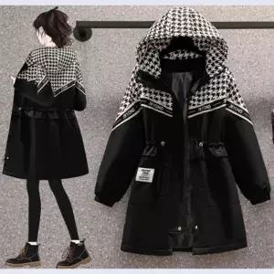 F530320간절기 하운드체크 후드 바람막이 야상 아우터