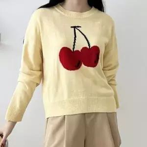 겨울 체리 가을 여자 니트 스웨터 니트티셔츠 여성 예쁜니트 라운드