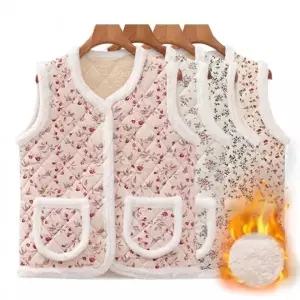 작은꽃어머님융털조끼 레트로 촌캉스 김장조끼 겨울