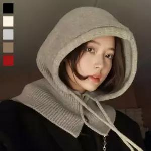 버튼 울 니트 바라클 라바 여성 후드 넥워머 목토시 클라바뜨기 골프 스키 보드 겨울