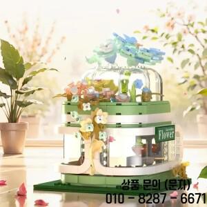 꽃가게 빌딩  도시 스트리트 뷰 음악실 댄스 스튜디오 미술관 건축 벽돌 모델 14세 이상 장난감 소녀 선물