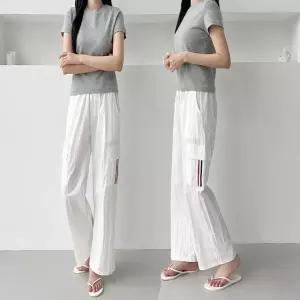 일자바지 와이드핏 쿨소재 허리밴딩 여름 카고팬츠 5 (WFKBXJN)