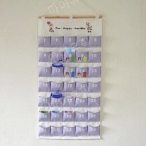 약달력 용돈 걸이 정리함 가방 데코 은행 6포켓 글자 30칸 생활비 기록