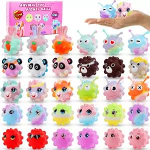 를 위한 30팩 동물 팝볼 파티 혜택 3D 피젯 장난감 소년 소녀를 생일 선물 굿이 가방 스터퍼 피나타 필러