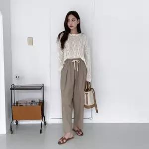 여성반바지 핀턱 린넨 여자슬랙스 치마바지 팬츠 (WFKEOHM)