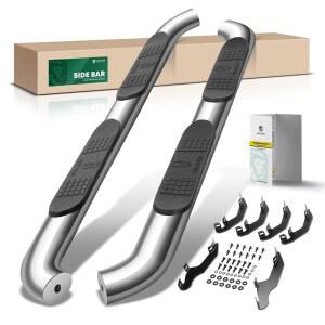 YHTAUTO 4인치 러닝보드 사이드 스텝, 포드 레인저 2019-2023, 확장형/슈퍼 캡, 타원형 벤트 엔드 스테인리스 광택 크롬, 트럭 캡 스텝 레일 오프로드 외장 액세서리