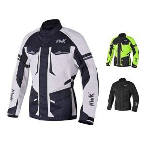 남성용 HWK 어드벤처 투어링 모터사이클 재킷, 방수 코르두라 텍스타일 바이커 내구성 있고 스타일리시한 모터 기어와 엔듀로 라이딩을 위한 CE 장갑 - 회색, 중간 크기