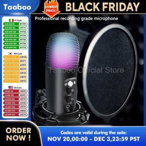 라이브 노래 방송용 USB 유선 마이크, 휴대용 콘덴서, 사운드 녹음 컴퓨터 게임용 RGB 조명 포함