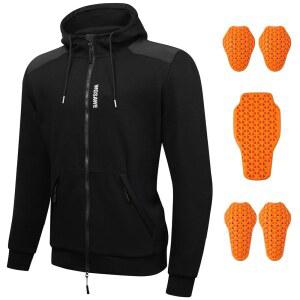 WOSAWE 모터사이클 장갑 후디 남성 플리스 재킷과 CE 패드 메시 안감 퀵 드라이 바이커 스웨트셔츠