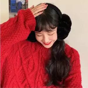 밍크귀마게 가디언블루 부드러운 접이식 털귀마개 겨울귀마개