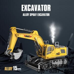 1/18 RC 굴삭기 합금 전기 장난감 스프레이 빛 채널 14세 이상 시뮬레이션 소년을위한 원격 제어 자동차 트